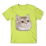 Heavy Breathing Cat Apple Green Men's Tee for Funny, Meme