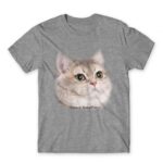 Heavy Breathing Cat Grey Melange Men's T-shirt for Funny, Meme