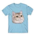 Heavy Breathing Cat Sky Blue Men's Tee for Funny, Meme