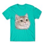Heavy Breathing Cat Turquoise Men's T-shirt for Funny, Meme