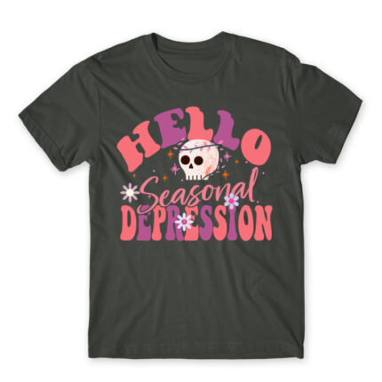 Hello seasonal depression Dark Grey Men's T-shirt for Funny, Seasonal Depression