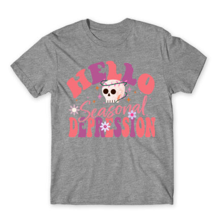 Hello seasonal depression Grey Melange Men's T-shirt for Funny, Seasonal Depression