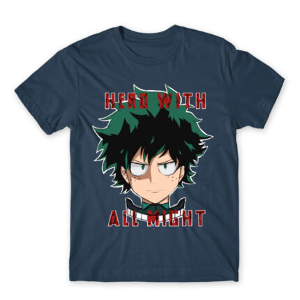 Hero With All Might Denim Men's T-shirt for Anime, My Hero Academia