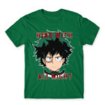 Hero With All Might Kelly Green Men's T-shirt for Anime, My Hero Academia