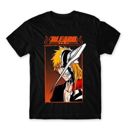 Hollow Ichigo Horn Mask Black Men's Tee for Anime, Bleach