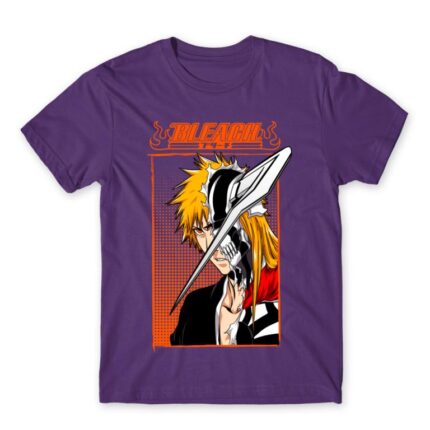 Hollow Ichigo Horn Mask Dark Purple Men's T-shirt for Anime, Bleach