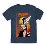 Hollow Ichigo Horn Mask Denim Men's T-shirt for Anime, Bleach