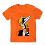 Hollow Ichigo Horn Mask Orange Men's Tee for Anime, Bleach
