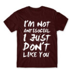 I am not antisocial Burgundy Men's Tee for Antisocial, Funny