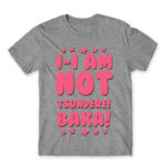 I AM NOT TSUNDERE Grey Melange Men's Tee for Anime, Dere