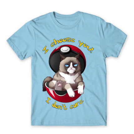 I Choose You – I don’t Care Sky Blue Men's Tee for Anime, Pokemon