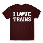 I love trains Burgundy Men's Tee for Train Conductor, Work
