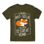 I prefer to stay at home Army Men's Tee for Antisocial, Funny