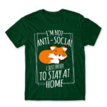 I prefer to stay at home Bottle Green Men's T-shirt for Antisocial, Funny