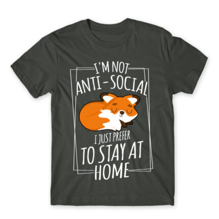 I prefer to stay at home Dark Grey Men's T-shirt for Antisocial, Funny