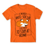 I prefer to stay at home Orange Men's T-shirt for Antisocial, Funny