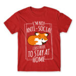 I prefer to stay at home Red Men's T-shirt for Antisocial, Funny