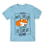 I prefer to stay at home Sky Blue Men's T-shirt for Antisocial, Funny