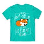 I prefer to stay at home Turquoise Men's Tee for Antisocial, Funny