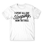 I spent all day sleeping White Men's Tee for Funny, Laziness