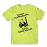 I took my wife everywhere Apple Green Men's Tee for Forklift Driver, Work