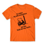 I took my wife everywhere Orange Men's Tee for Forklift Driver, Work