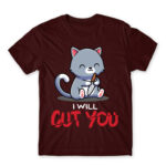 I will cut you Burgundy Men's T-shirt for Cute Badass, Funny