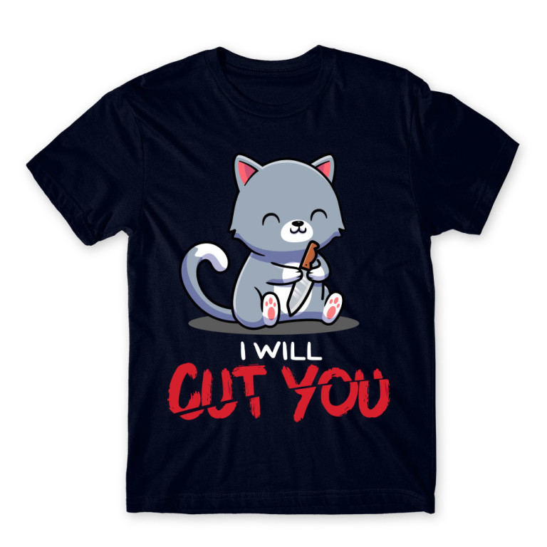 I will cut you Navy Men's Tee for Cute Badass, Funny
