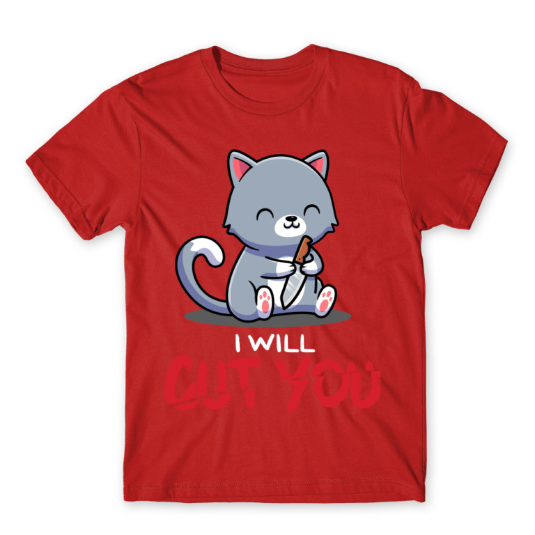 I will cut you Red Men's T-shirt for Cute Badass, Funny