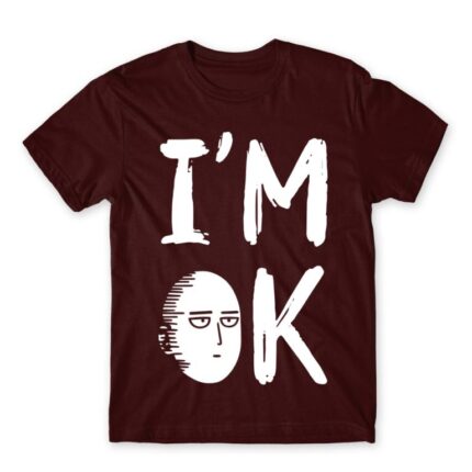 I’m ok – Saitama Burgundy Men's Tee for Anime, One Punch Man
