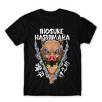 Inosuke Hashibira Black Men's T-shirt for Anime, Kimetsu No Yaiba