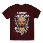 Inosuke Hashibira Burgundy Men's Tee for Anime, Kimetsu No Yaiba