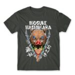 Inosuke Hashibira Dark Grey Men's T-shirt for Anime, Kimetsu No Yaiba