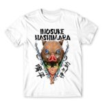 Inosuke Hashibira White Men's Tee for Anime, Kimetsu No Yaiba
