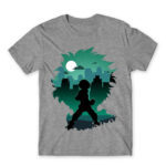 Izuku silhouette Grey Melange Men's Tee for Anime, My Hero Academia