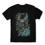 Japanese Dragon Design Black Men's T-shirt for Anime, Original Art