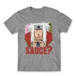 Jiraiya – Sauce? Grey Melange Men's T-shirt for Anime, Naruto