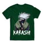 Kakashi graphic Bottle Green Men's T-shirt for Anime, Naruto