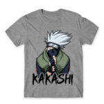 Kakashi graphic Grey Melange Men's T-shirt for Anime, Naruto