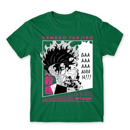 Kamado Tanjiro – GAAHH! Kelly Green Men's T-shirt for Anime, Kimetsu No Yaiba