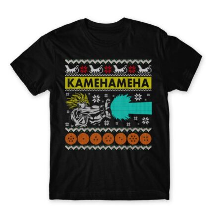 Kamehameha Christmas design Black Men's Tee for Anime, Dragon Ball