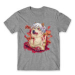 Kaneki Doge Grey Melange Men's Tee for Anime, Tokyo Ghoul