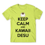 Keep Calm and Kawaii desu Apple Green Men's T-shirt for Anime, Anime Other