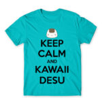 Keep Calm and Kawaii desu Atoll Blue Men's T-shirt for Anime, Anime Other