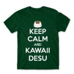 Keep Calm and Kawaii desu Bottle Green Men's Tee for Anime, Anime Other