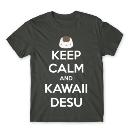 Keep Calm and Kawaii desu Dark Grey Men's T-shirt for Anime, Anime Other