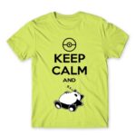 Keep calm and Snorlax Apple Green Men's Tee for Anime, Pokemon