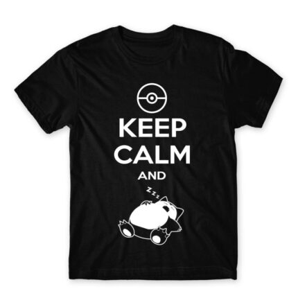 Keep calm and Snorlax Black Men's Tee for Anime, Pokemon