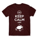Keep calm and Snorlax Burgundy Men's Tee for Anime, Pokemon