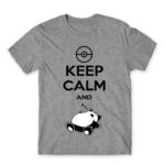 Keep calm and Snorlax Grey Melange Men's Tee for Anime, Pokemon